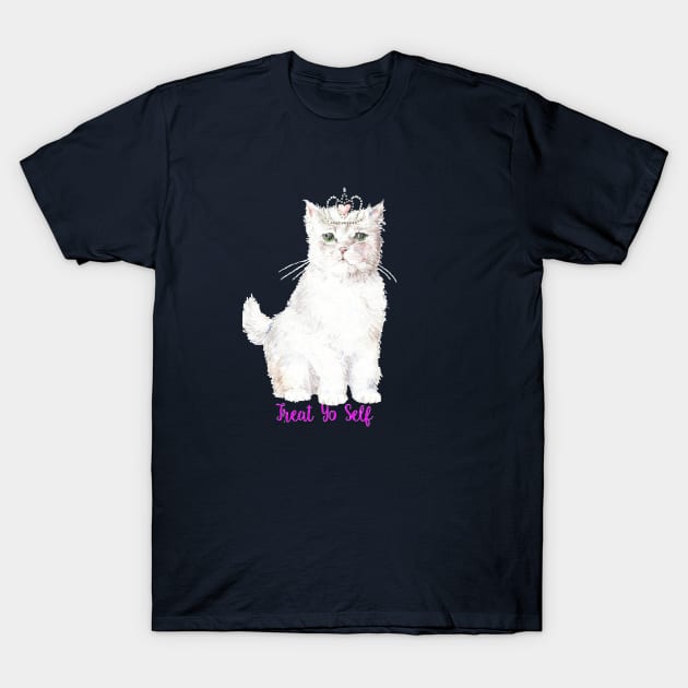 Treat Yo Self Princess Cat T-Shirt by wanderinglaur